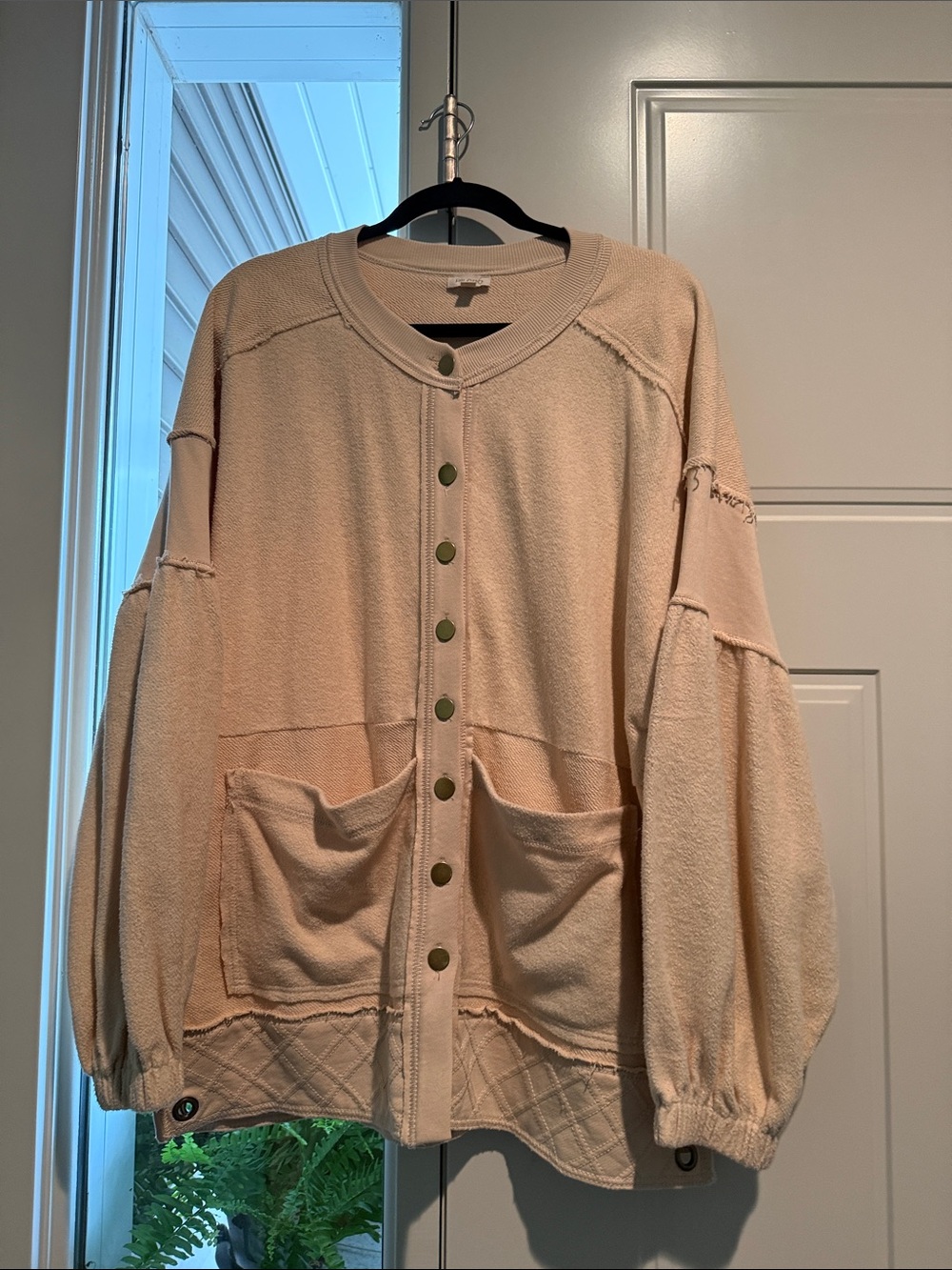 Anthropologie Cream/Tan Bomber Jacket